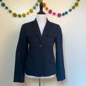 🆕Calvin Klein Black Linen Blazer Flap Pockets Machine Washable- Size 2